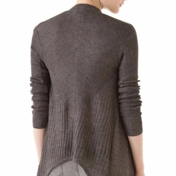 Helmut Lang Draped Cardigan Size Small Sweater Alpaca Silk Blend Gray Brown - Picture 3 of 9